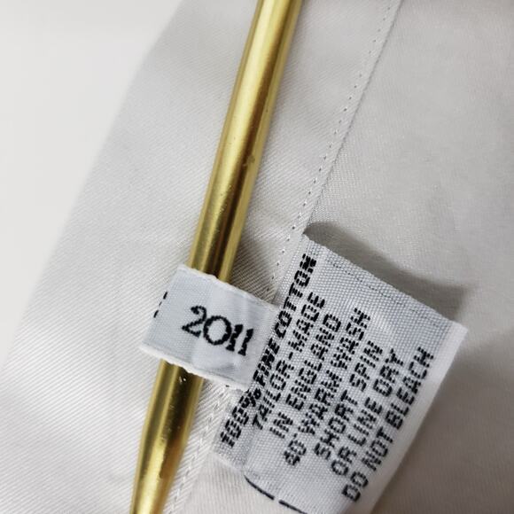 Frank Rostron England Dress Shirt Contrast Collar Two button Cuff Light Gray XL - Picture 13 of 14